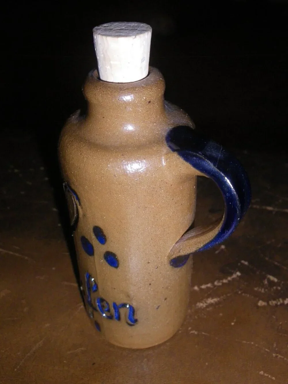 Vintage Earthenware Cute Little German Corked Jug “Love Drops” Heart Tropfen